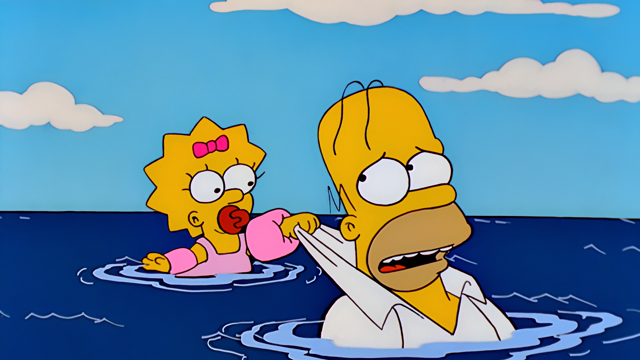 Cena do episódio “Oi, Mamãe; Oi, Papai” de Os Simpsons