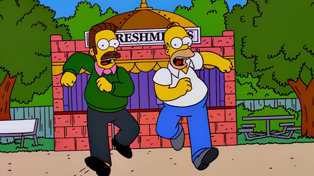 Cena do episódio “Eu vou à Rezalândia” de Os Simpsons