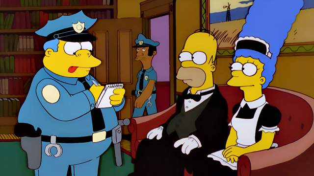 Cena do episódio “A Culpa É do Mordomo” de Os Simpsons