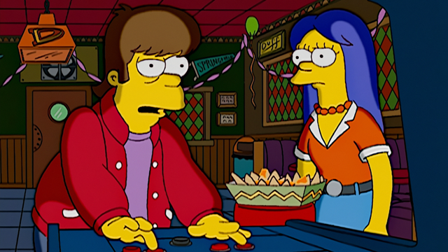 Cena do episódio “Três Gays do Condomínio” de Os Simpsons