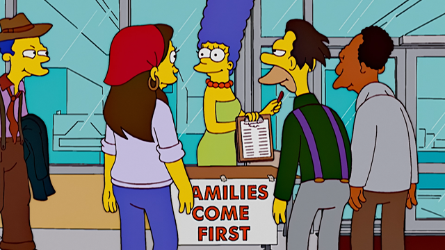 Cena do episódio “Marge Contra Solteiros, Idosos, Casais Sem Filhos, Adolescentes e Gays” de Os Simpsons