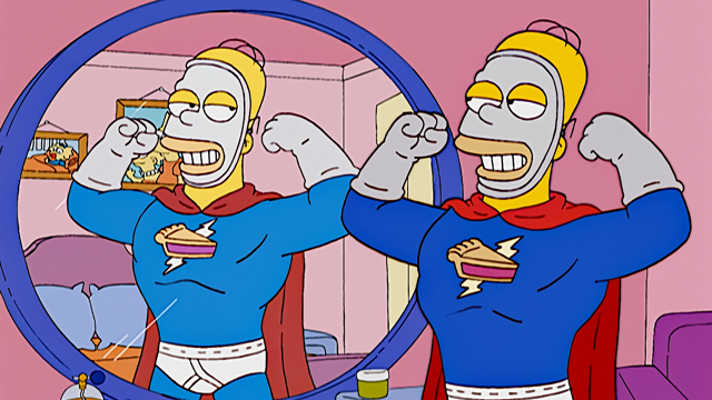 Cena do episódio “O Homem Torta” de Os Simpsons
