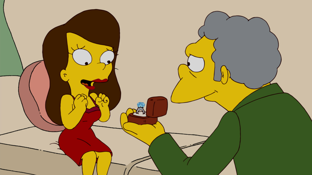 Cena do episódio “Moe e Maya Pequeninos” de Os Simpsons
