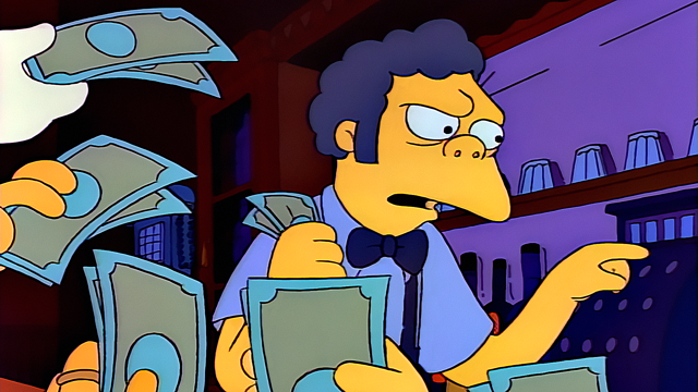 Cena do episódio “Moe Flamejante” de Os Simpsons