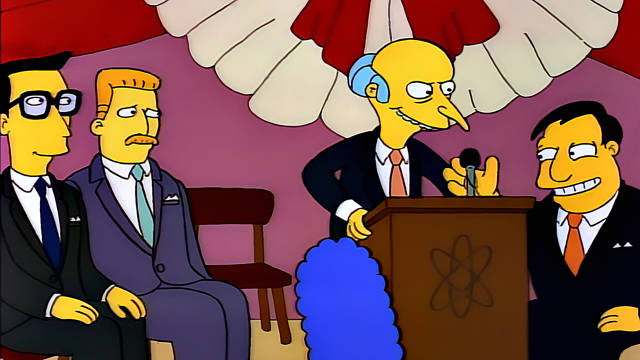 Cena do episódio “Burns Compra e Vende” de Os Simpsons