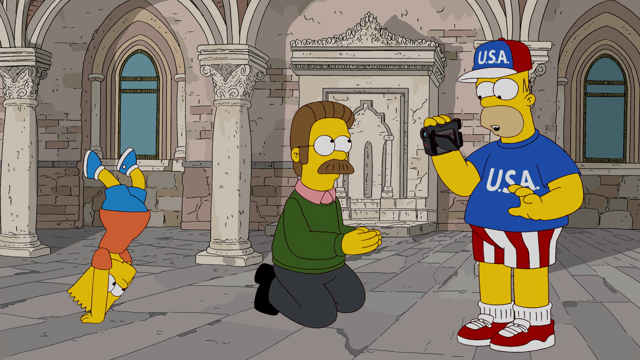 Cena do episódio “A Maior História Jamais contada” de Os Simpsons