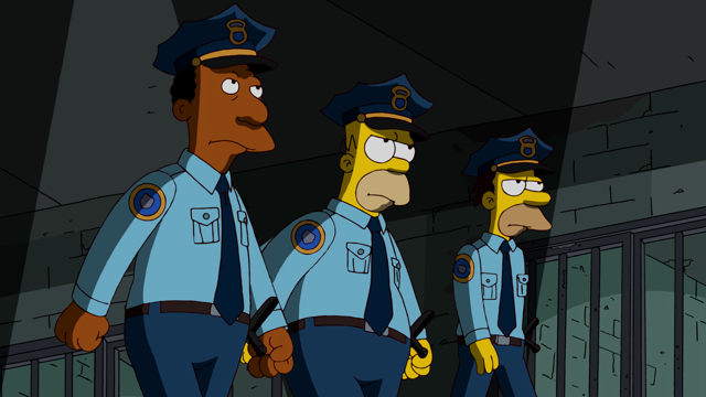 Cena do episódio “Incrível História Americana” de Os Simpsons