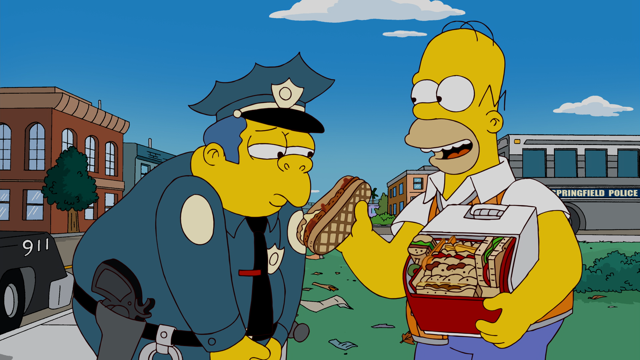 Cena do episódio “O Chefe dos Corações” de Os Simpsons