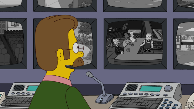 Cena do episódio “Para Vigiar, com Amor” de Os Simpsons