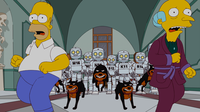 Cena do episódio “Eles, robôs” de Os Simpsons