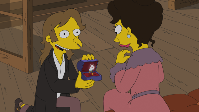 Cena do episódio “Quatro Arrependimentos e um Funeral” de Os Simpsons