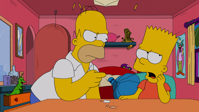 Cena do episódio “O Naufrágio dos Relacionamentos” de Os Simpsons