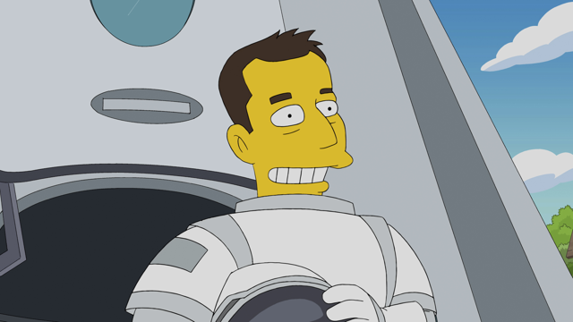 Cena do episódio “O Musk que Caiu na Terra” de Os Simpsons