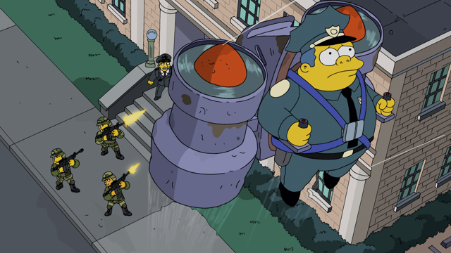 Cena do episódio “Polícia Aérea” de Os Simpsons