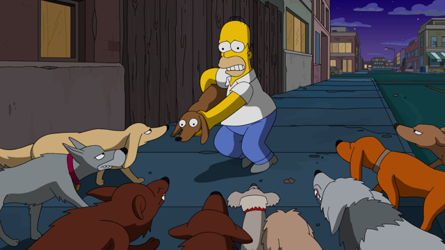 Cena do episódio “A Cidade dos Cães” de Os Simpsons