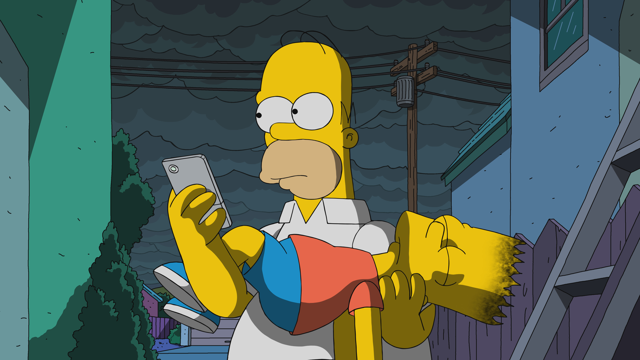 Cena do episódio “A Escada de Flanders” de Os Simpsons