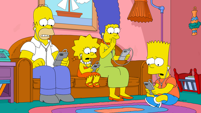 Cena do episódio “Noticias em Podcast” de Os Simpsons