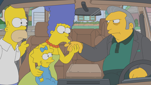 Cena do episódio “Padrinho da Maggie” de Os Simpsons