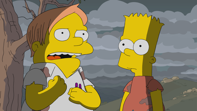 Cena do episódio “A Trilha nas Montanhas” de Os Simpsons