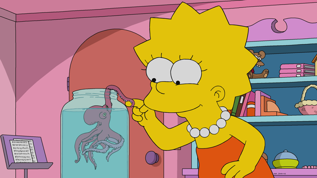 Cena do episódio “Meu Polvo e a Professora” de Os Simpsons