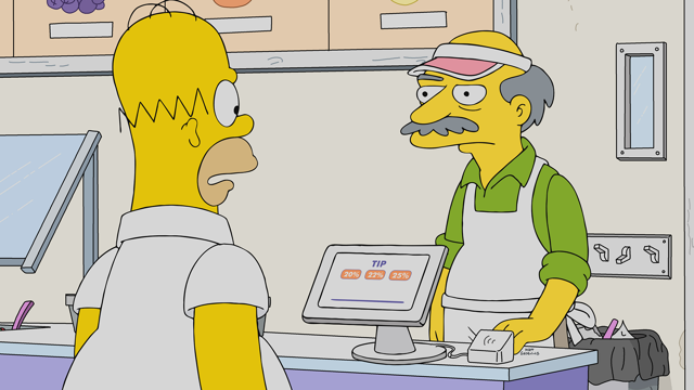 Cena do episódio “Chega de Gorjeta” de Os Simpsons